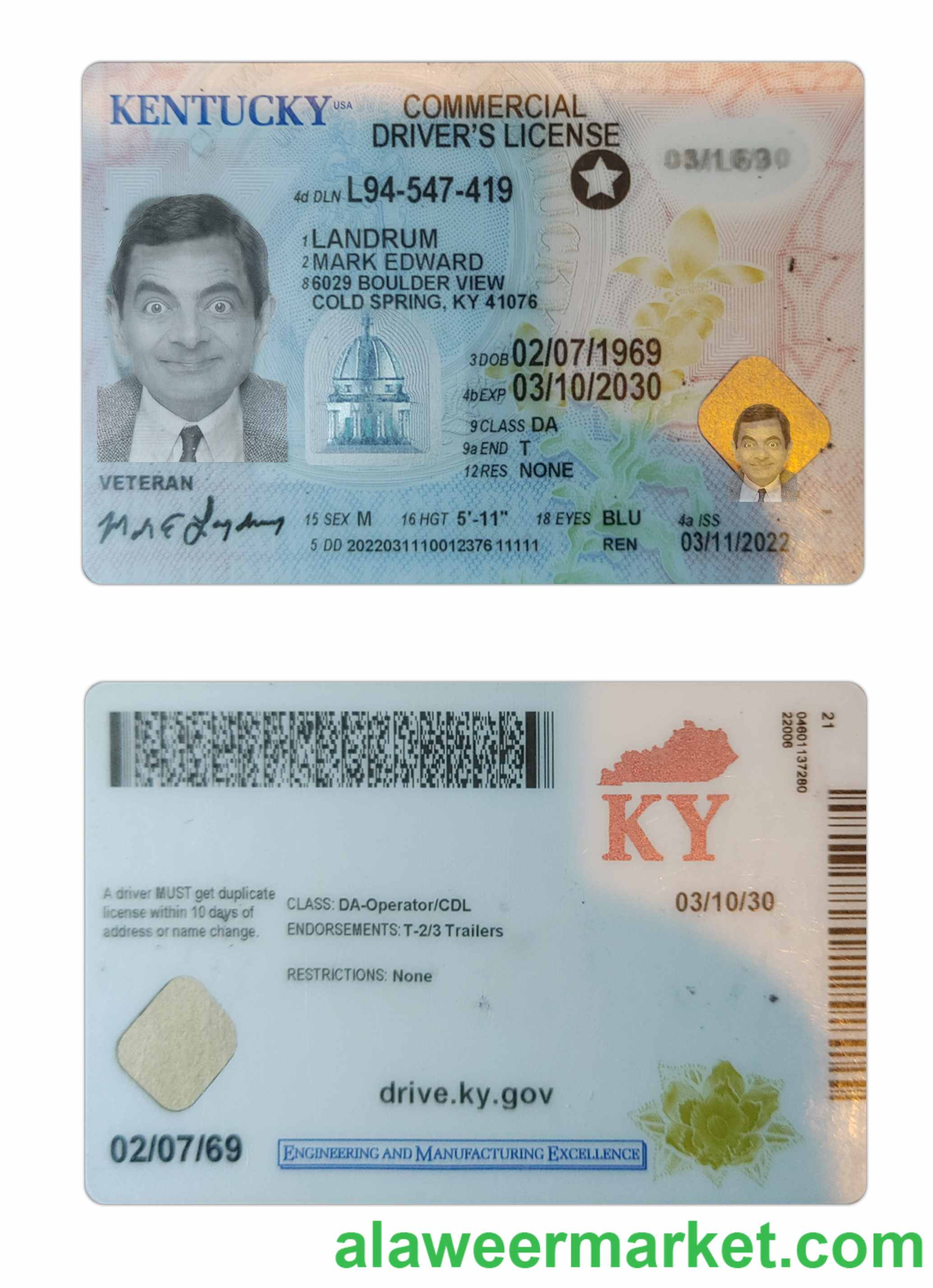 USA Kentucky driving license 2022-present